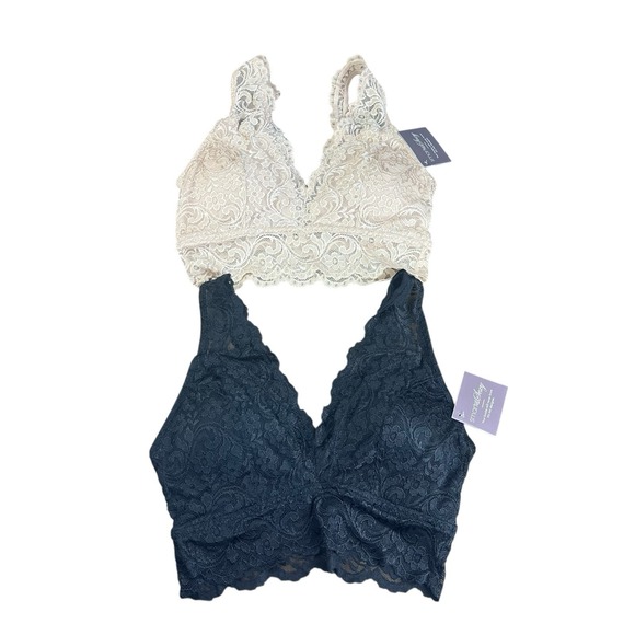 2 Smart & Sexy Women's Signature Lace Deep V Bralette Nude Black  Size M (SA874) - Picture 1 of 7